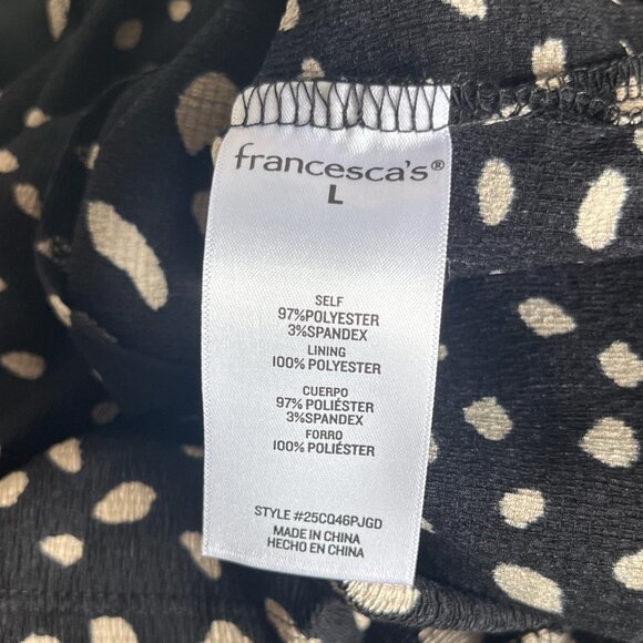 NWT Francesca’s Ridley Keyhole Midi Dress Black Tan Dot Print Size Large - Picture 9 of 9